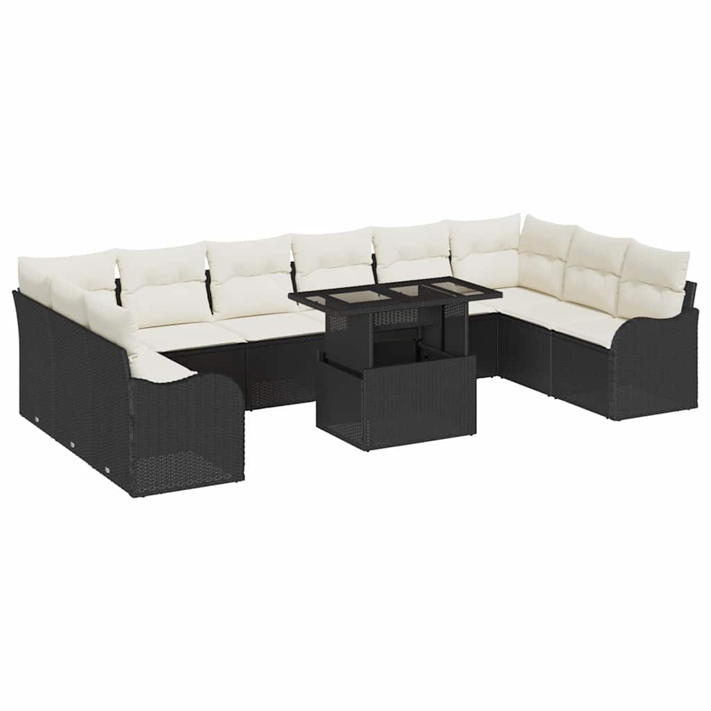vidaXL Conjunto de Sofá de Jardim 11 pcs Preto Rattan Sintético