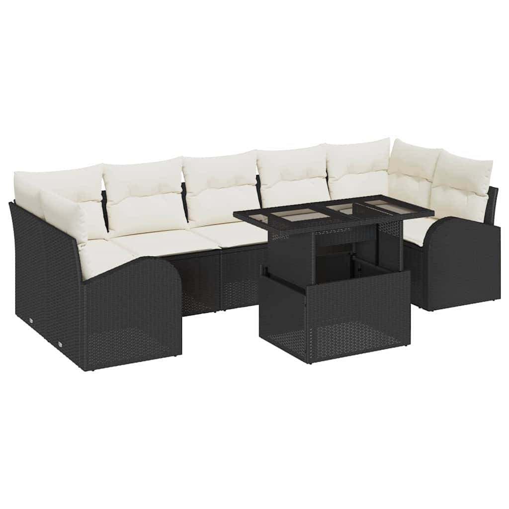 vidaXL Conjunto de Sofá de Jardim 8 pcs Preto Rattan Sintético