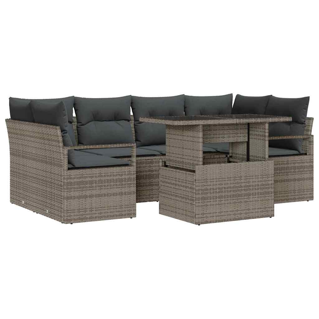 vidaXL Conjunto de Sofá de Jardim 7 pcs Cinzeto vime PE