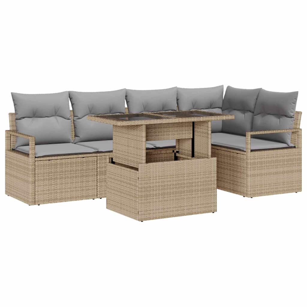 vidaXL Conjunto de Sofá de Jardim 6 pcs Bege e Cinza Claro vime PE