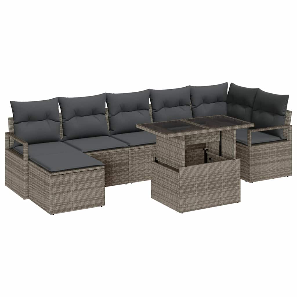 vidaXL Conjunto de Sofá de Jardim com almofada 8 pcs Cinzeto