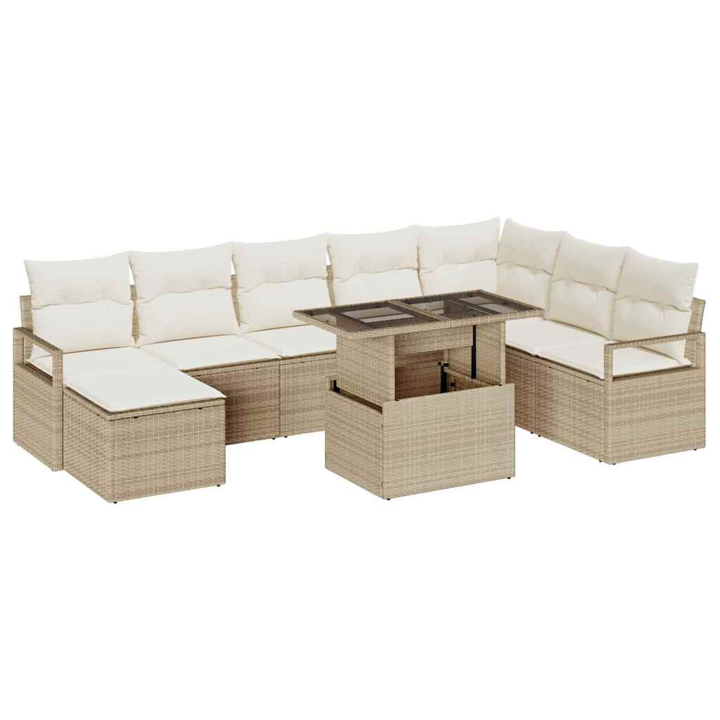 vidaXL Conjunto de Sofá de Jardim com almofada 9 pcs bege e creme