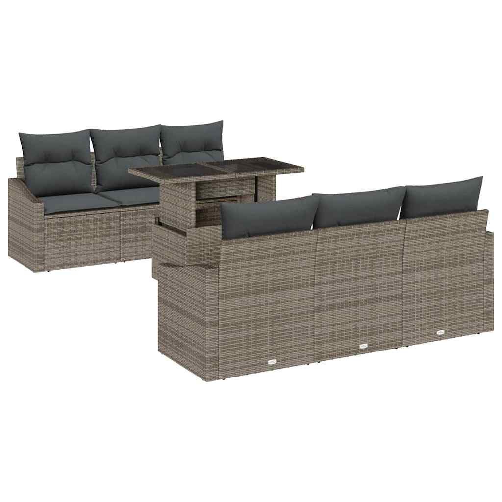vidaXL Conjunto de Sofá de Jardim 7 pcs Cinzeto vime PE