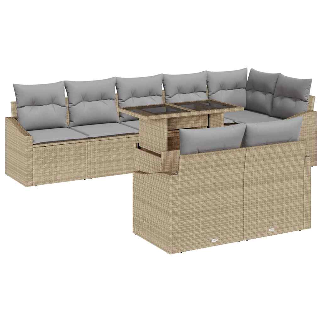 vidaXL Conjunto de Sofá de Jardim 9 pcs Bege e Cinza Claro vime PE