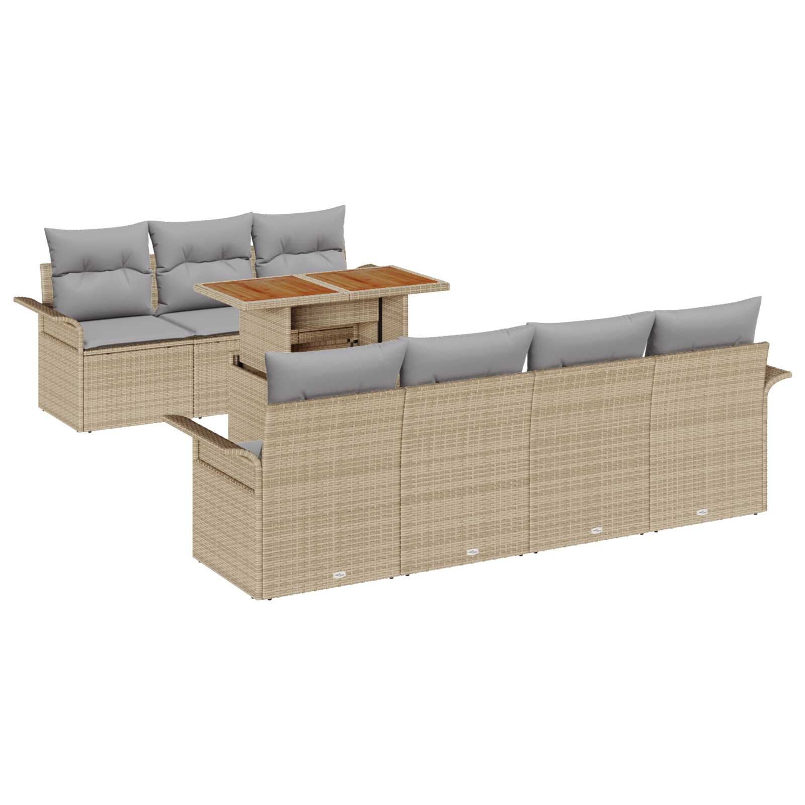 vidaXL Conjunto de Sofá de Jardim 8 pcs bege e cinzento claro