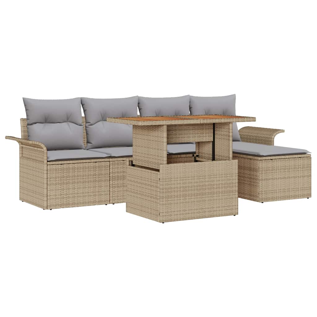vidaXL Conjunto de Sofá de Jardim 6 pcs bege e cinzento claro