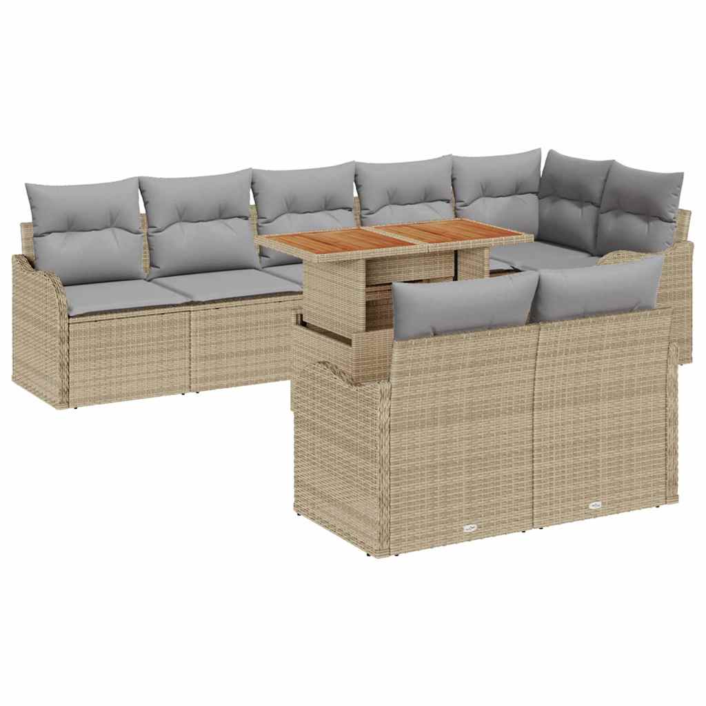 vidaXL Conjunto de Sofá de Jardim Manual 9 pcs bege e cinzento claro