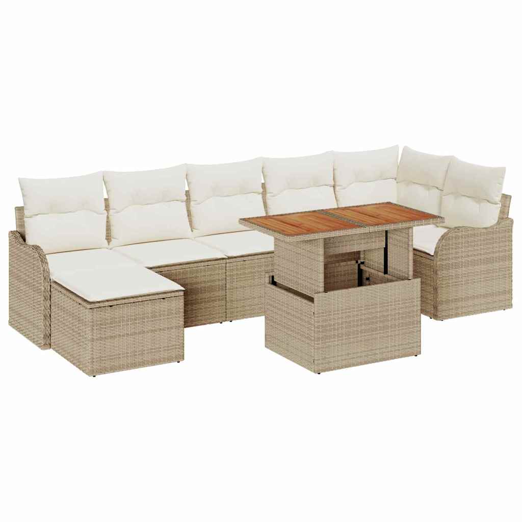 vidaXL Conjunto de Sofá de Jardim com almofada 8 pcs bege e creme