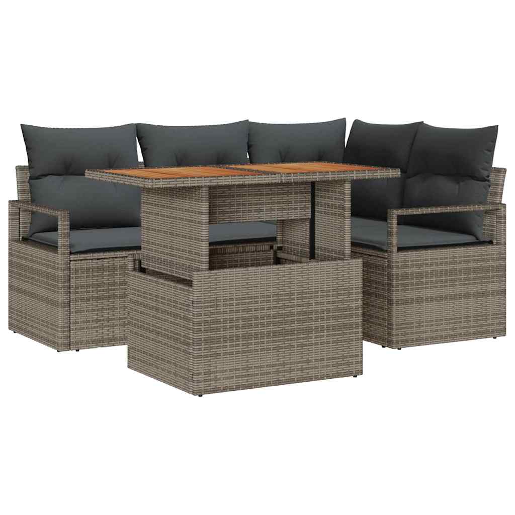 vidaXL Conjunto de Jantar para Jardim 5 pcs Cinza e Marrom