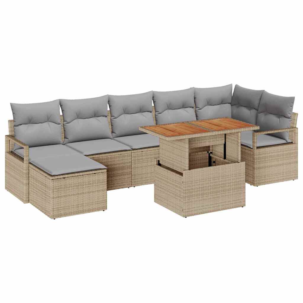 vidaXL Conjunto de Jantar para Jardim com almofada 8 pcs Bege e Cinza