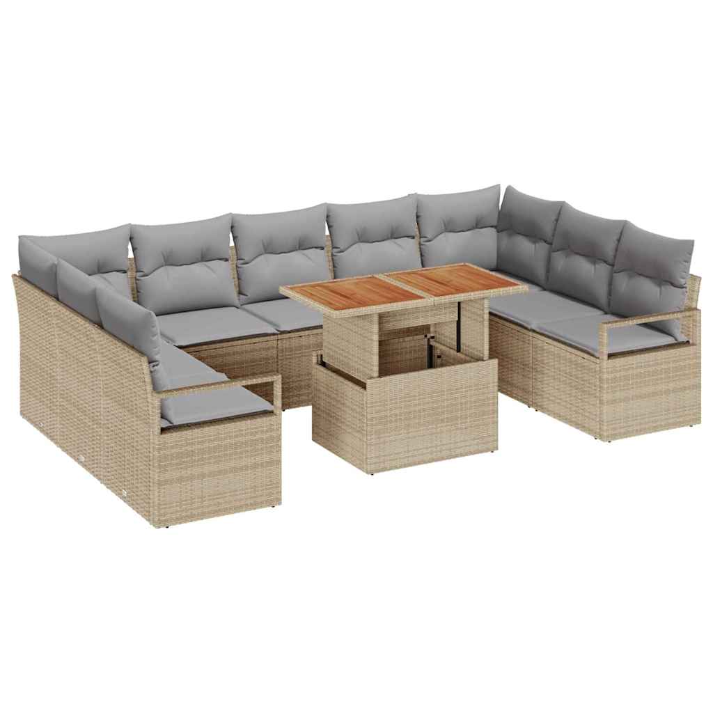 vidaXL Conjunto de Sofá de Jardim com almofada 10 pcs Bege e Cinza