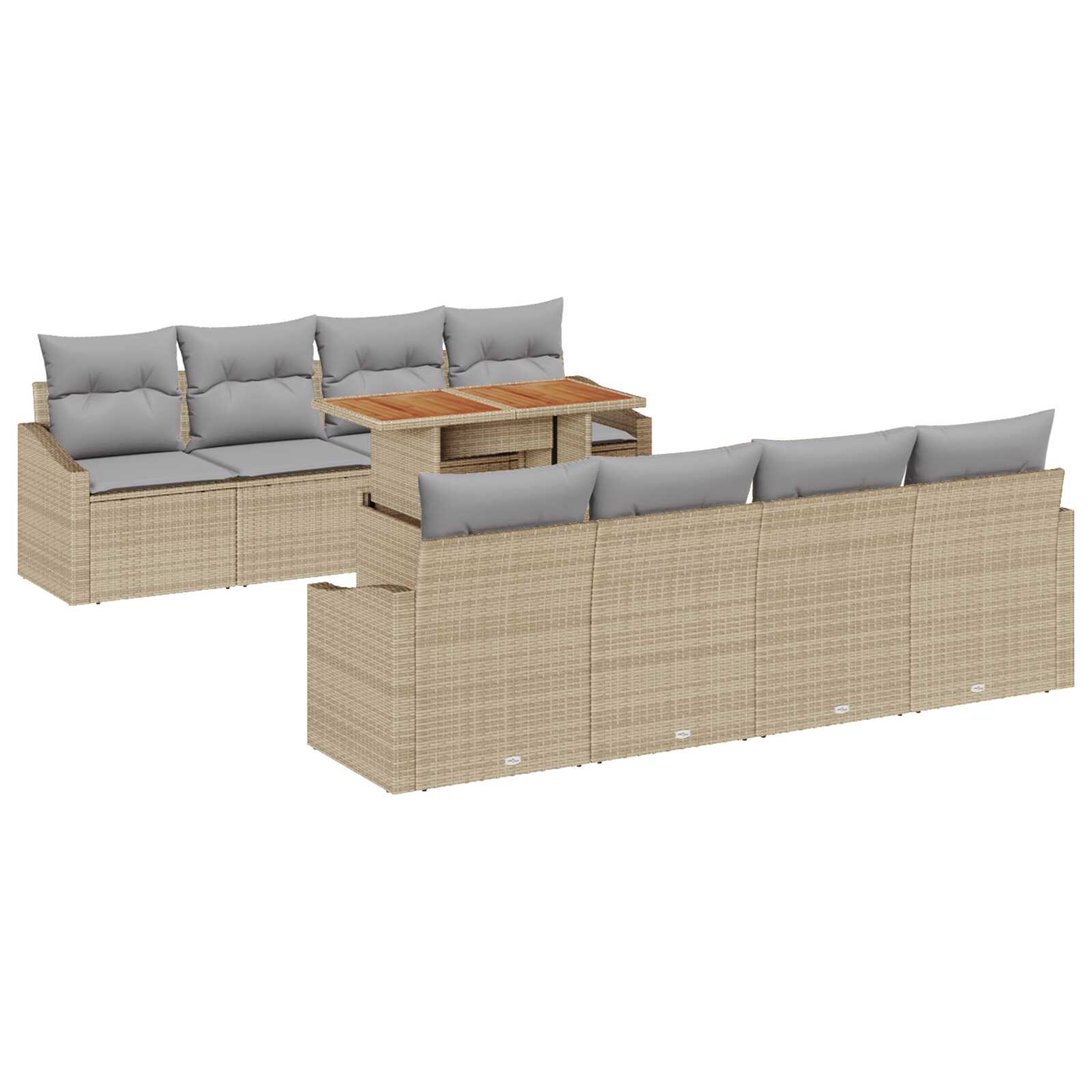 vidaXL Conjunto de Jantar para Jardim com almofada 9 pcs Bege e Cinza