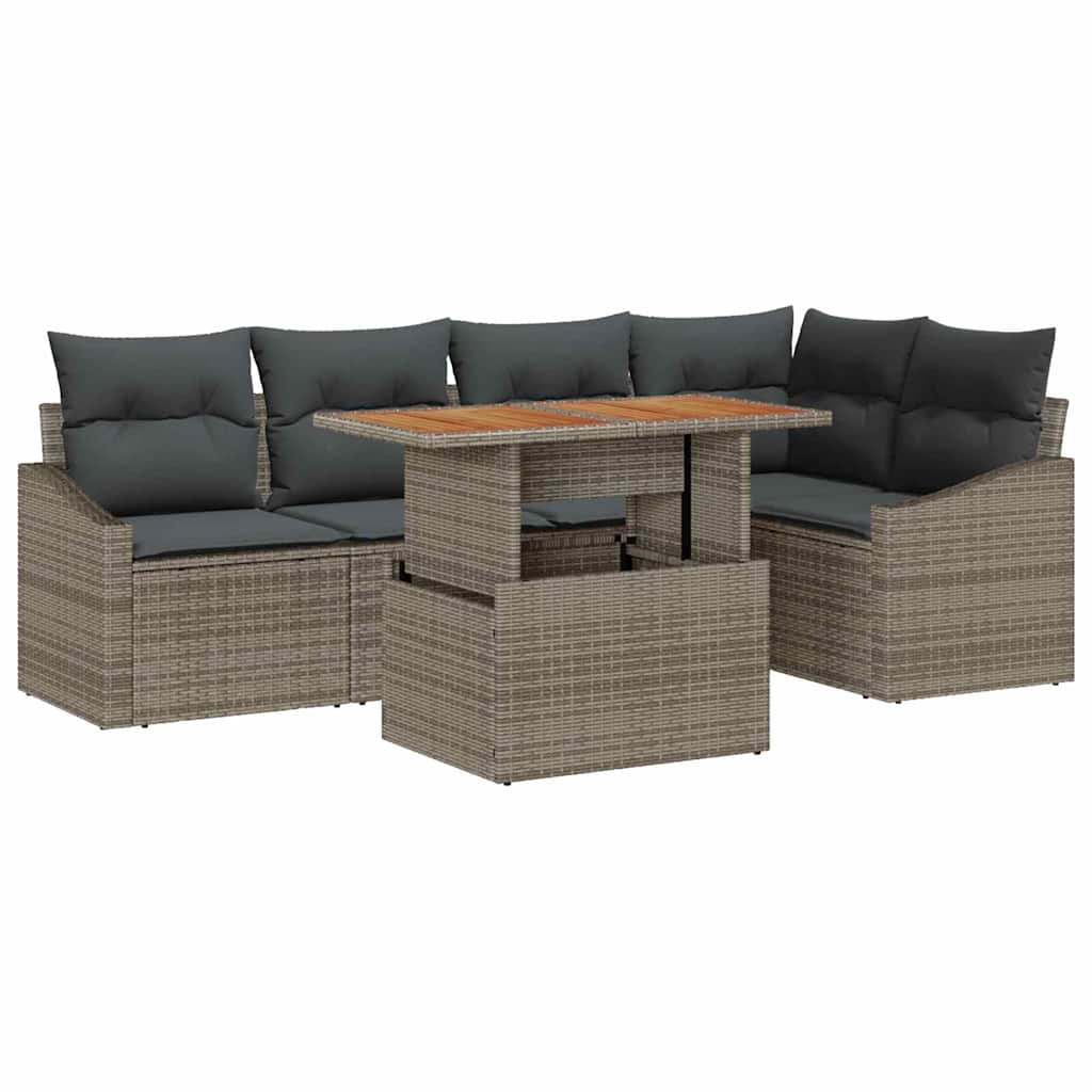 vidaXL Conjunto de Jantar para Jardim 6 pcs Cinza e Marrom