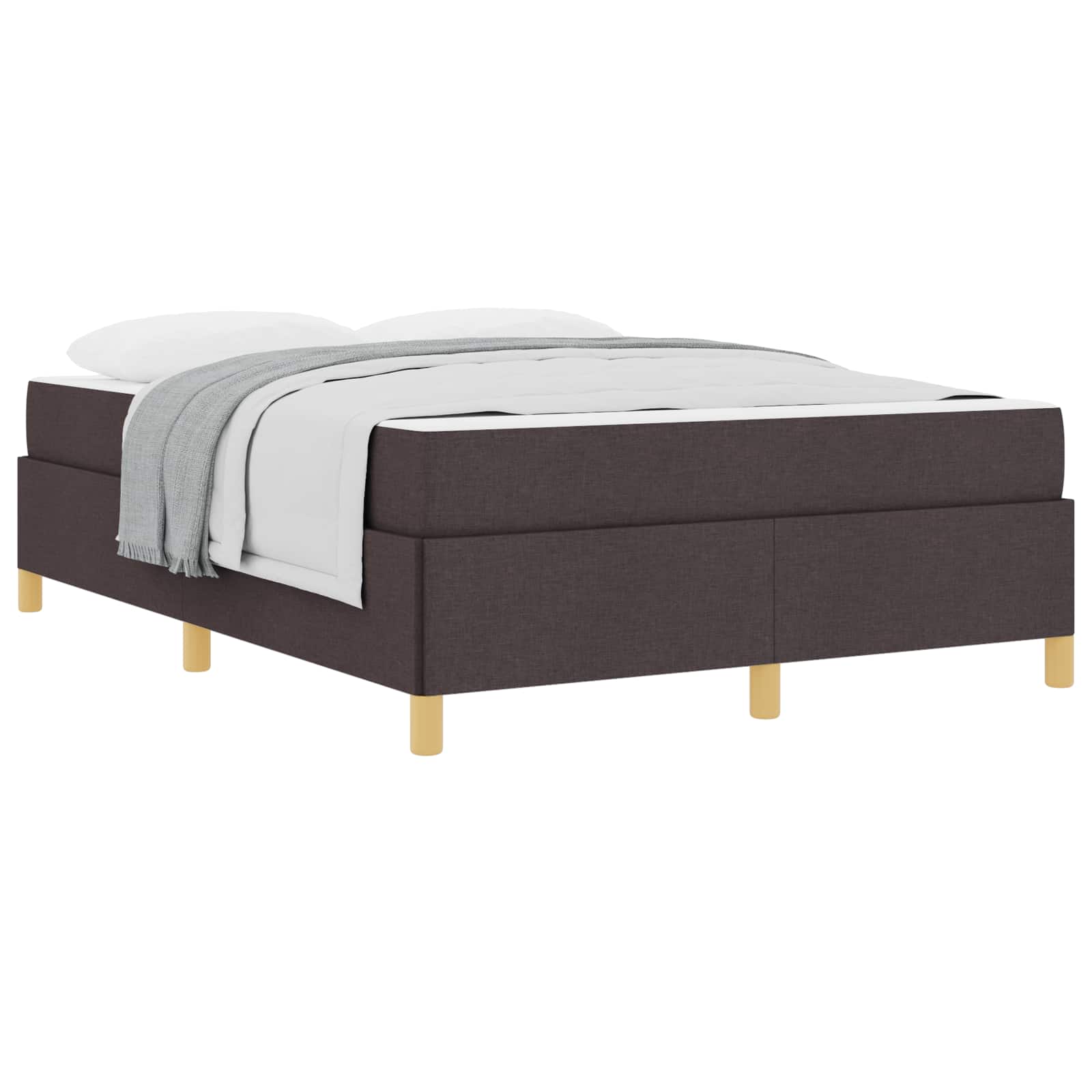 vidaXL Estrutura da Cama com colchão Marrom Escuro 140 x 200 cm tecido