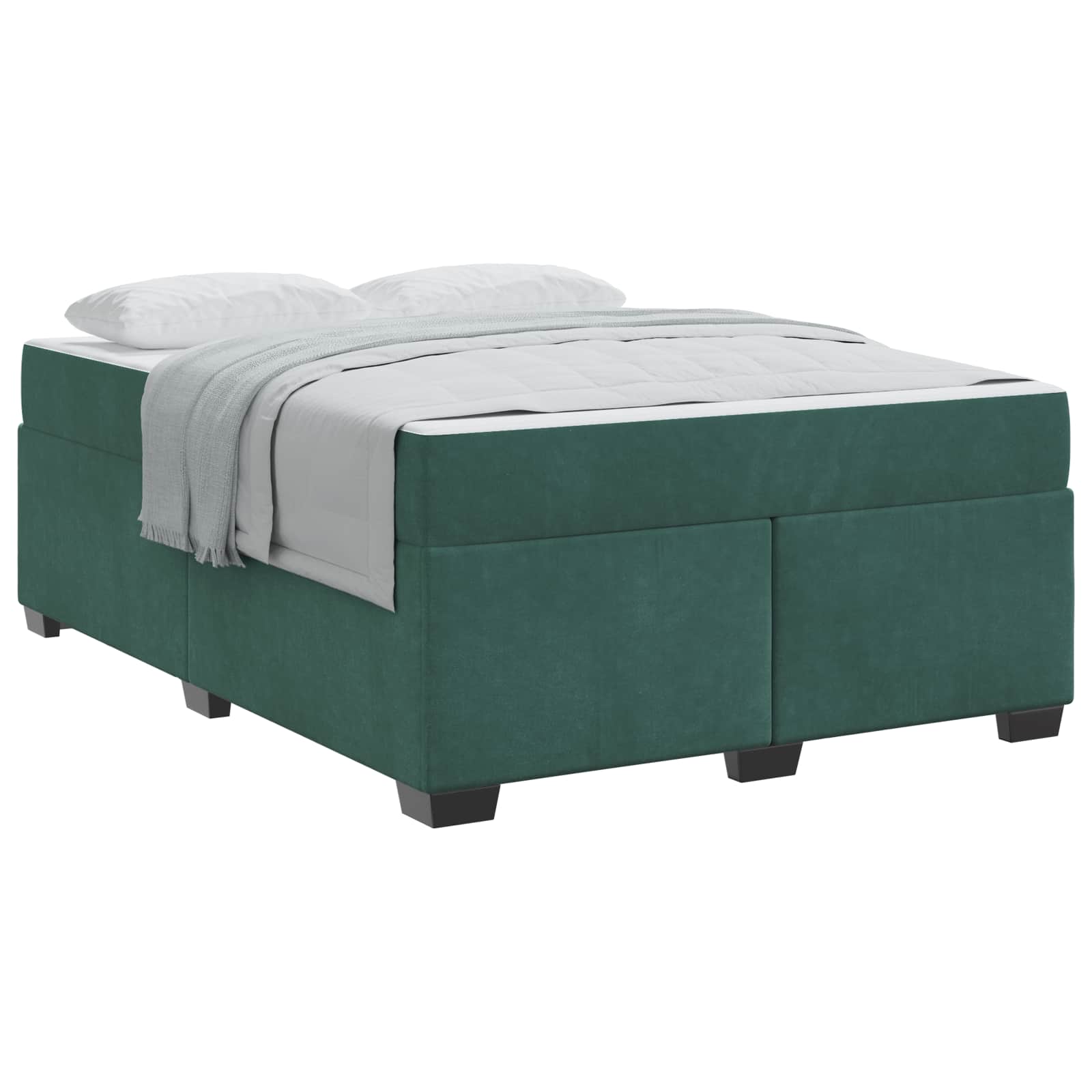 vidaXL Estrutura da Cama com colchão Verde Escuro 160 x 200 cm tecido