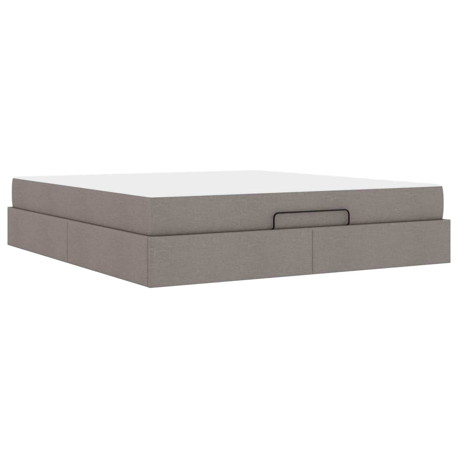 vidaXL Estrutura de cama com colchão 2 pcs Cinzento-acastanhado tecido