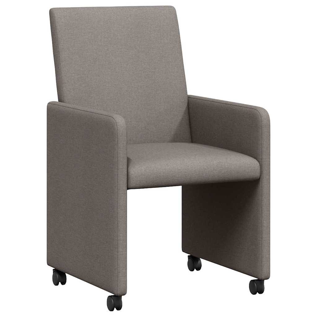 vidaXL Cadeiras de Jantar com Rodas 2 pcs Cinzento-acastanhado tecido