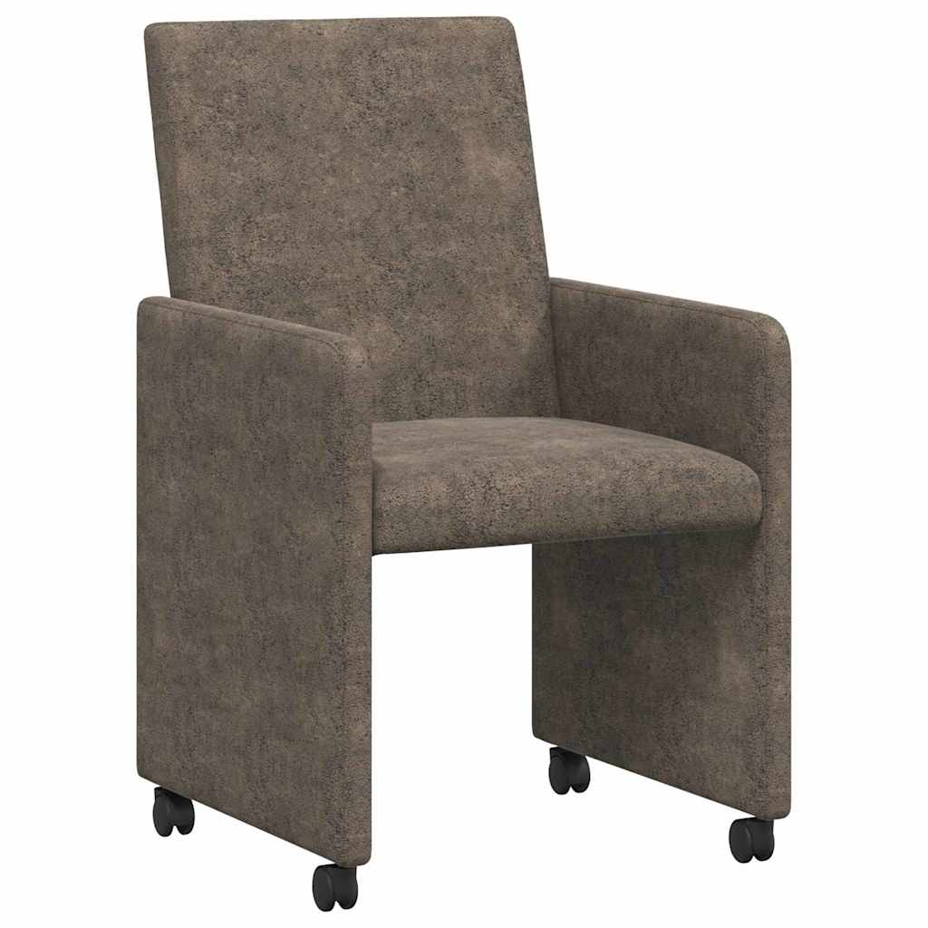 vidaXL Cadeiras de Jantar com Rodas com rodas 2 pcs Cinzento escuro