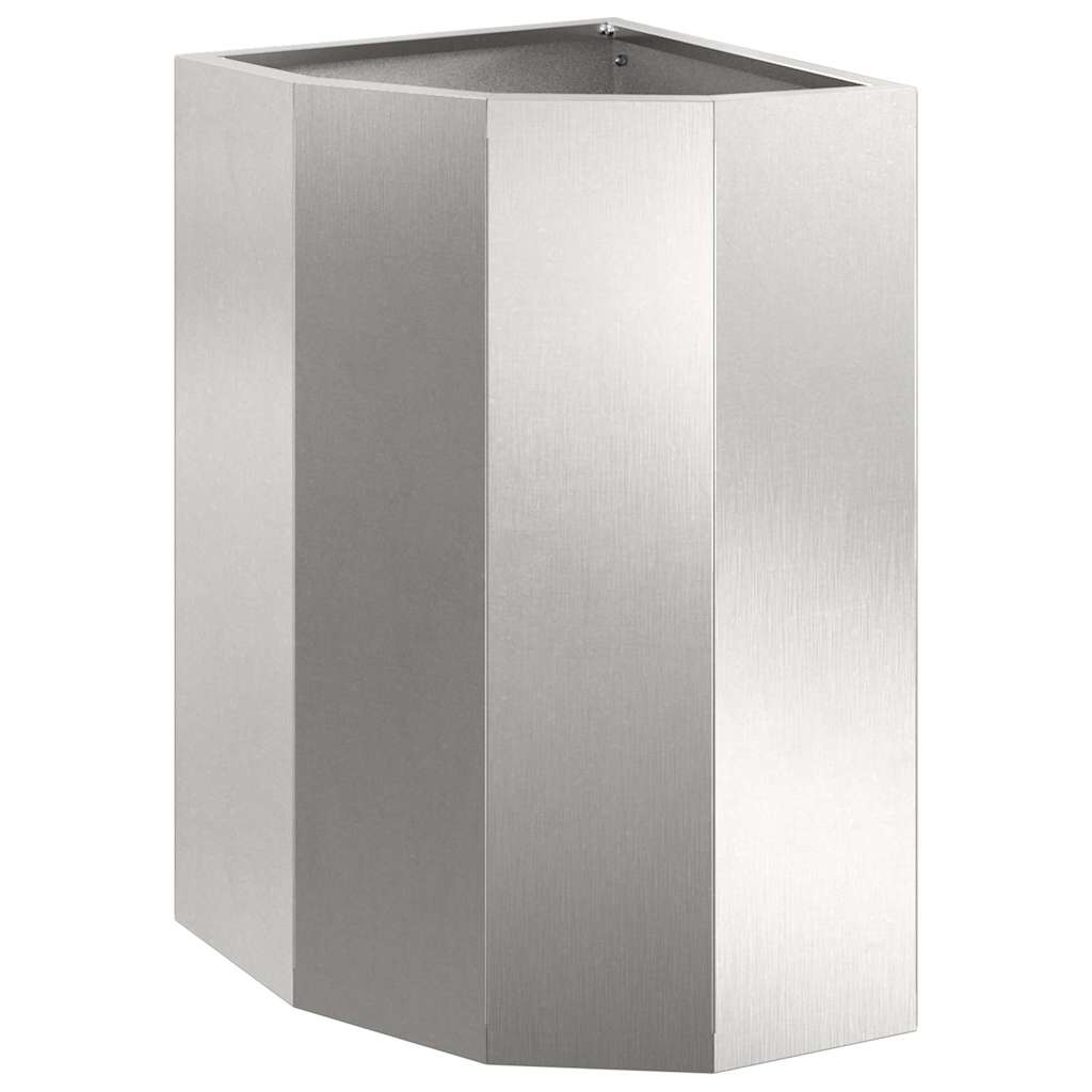 vidaXL Vaso de Canto Prateado 30 x 30 x 50 cm Aço inoxidável