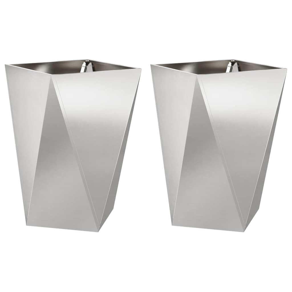vidaXL Floreira 2 pcs Prateado 50 x 50 x 75 cm Aço inoxidável