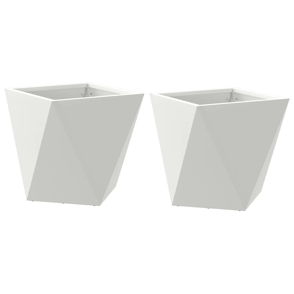 vidaXL Floreira 2 pcs Branco 30 x 30 x 30 cm Aço