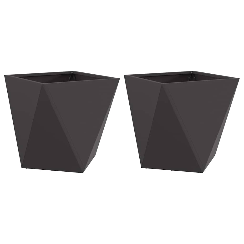 vidaXL Floreira 2 pcs Preto 40 x 40 x 40 cm Aço