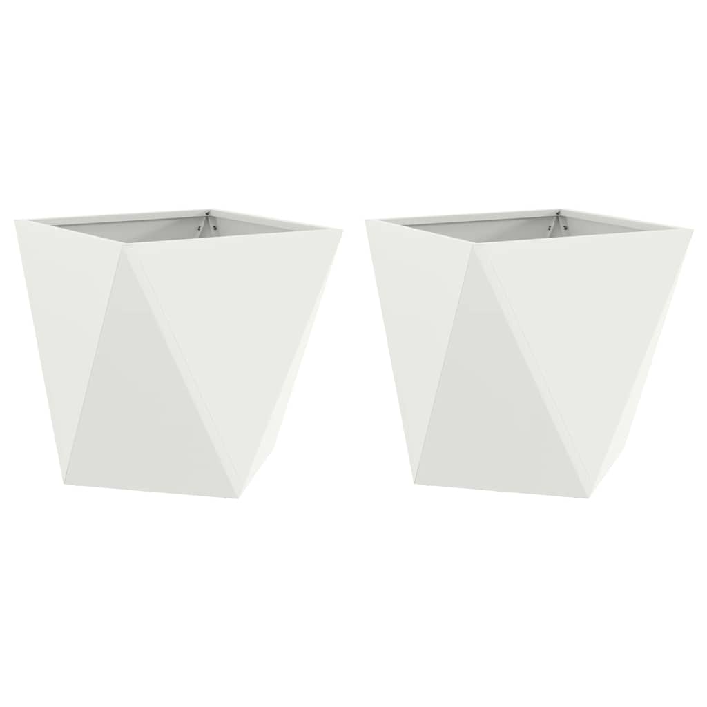 vidaXL Floreira 2 pcs Branco 50 x 50 x 50 cm Aço