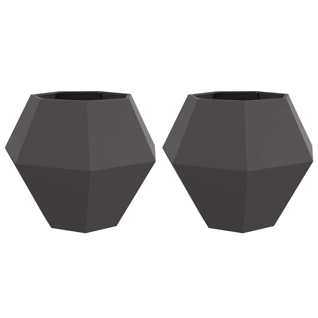 vidaXL Floreira 2 pcs Preto 100 x 100 x 80 cm Aço