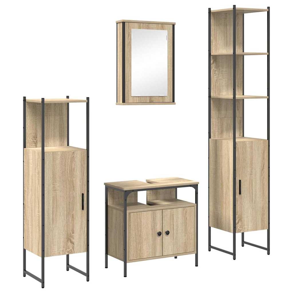 vidaXL Conjunto de Móveis para Banheiro 4 pcs Carvalho Sonoma