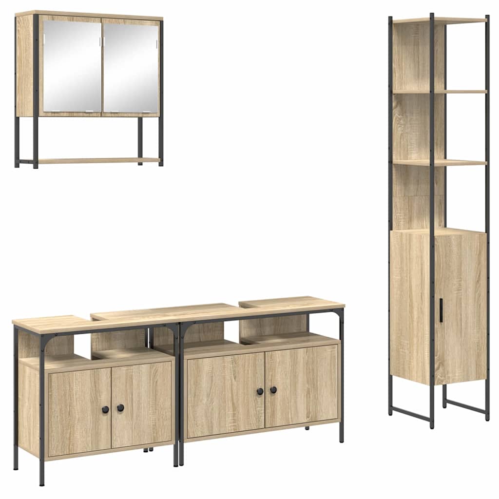 vidaXL Conjunto de Móveis para Banheiro 4 pcs Carvalho Sonoma