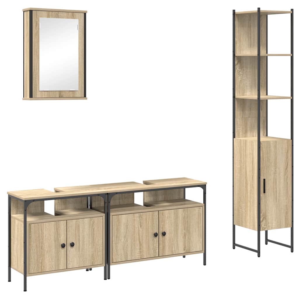 vidaXL Conjunto de Móveis para Banheiro 4 pcs Carvalho Sonoma