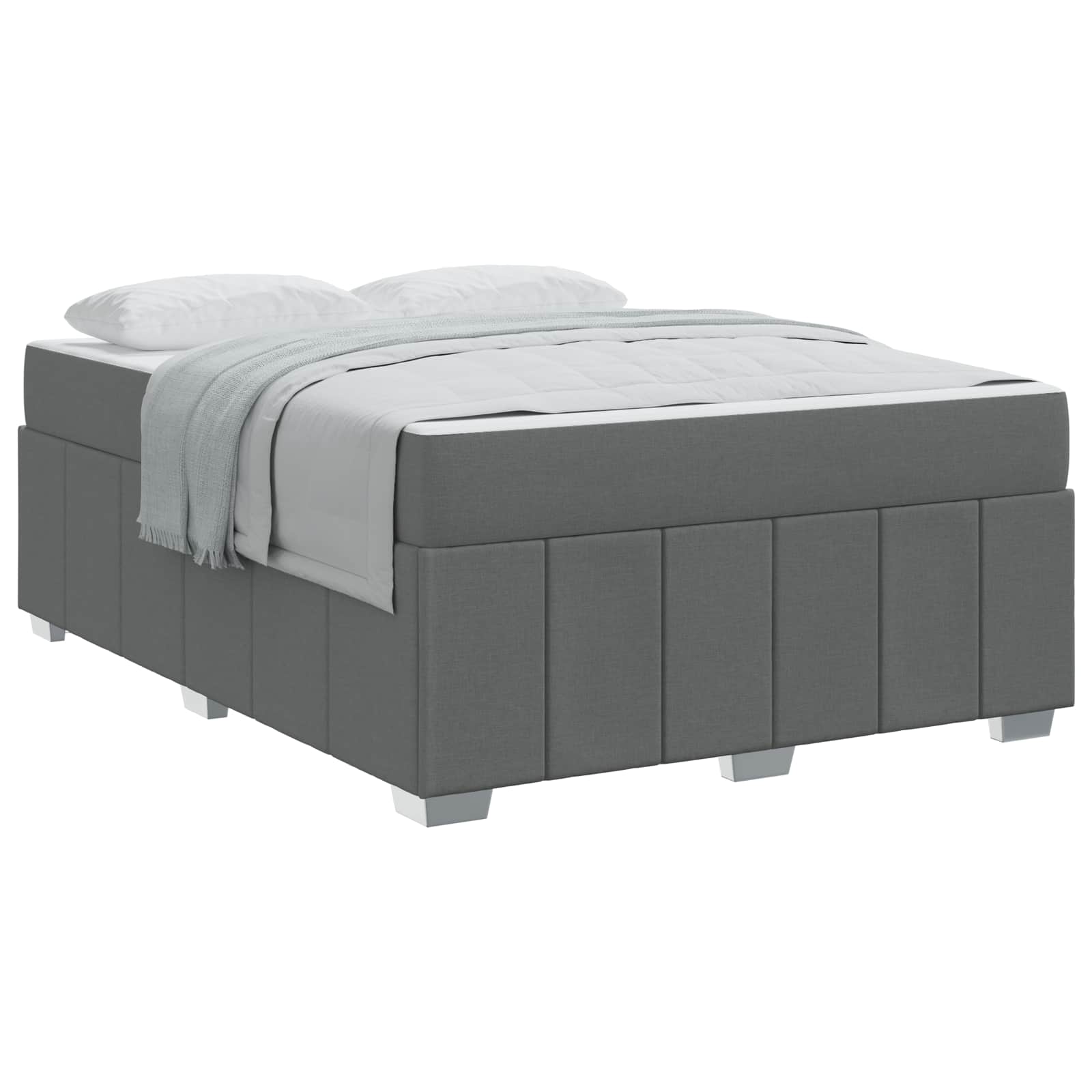 vidaXL Estrutura da Cama com colchão Cinza Escuro 160 x 200 cm tecido