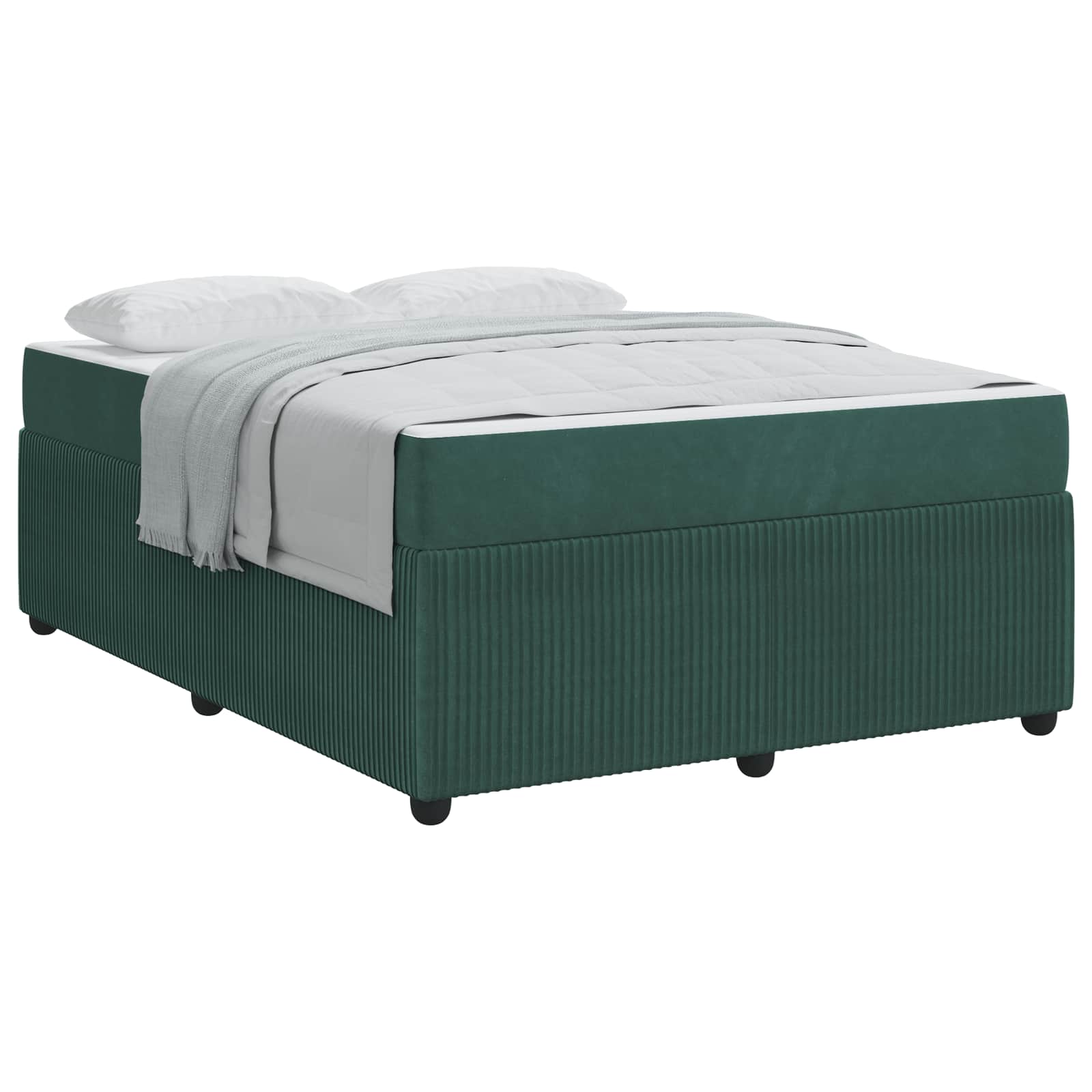 vidaXL Estrutura da Cama com colchão Verde Escuro 140 x 200 cm tecido