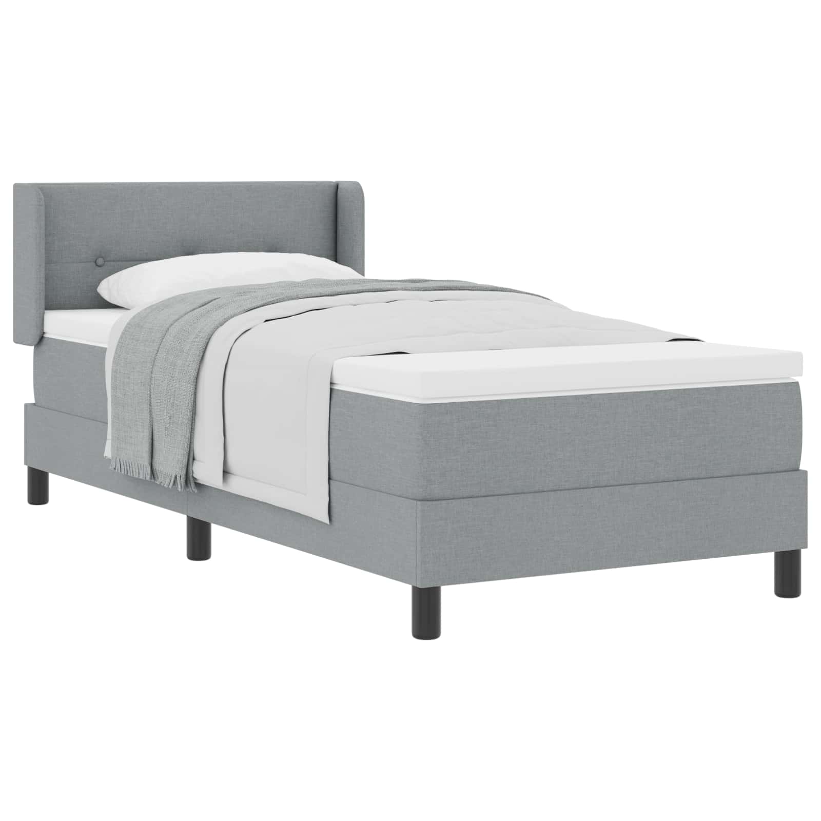 vidaXL Cama Box com cabeceira Manual Cinzento-claro 200 x 90 cm tecido