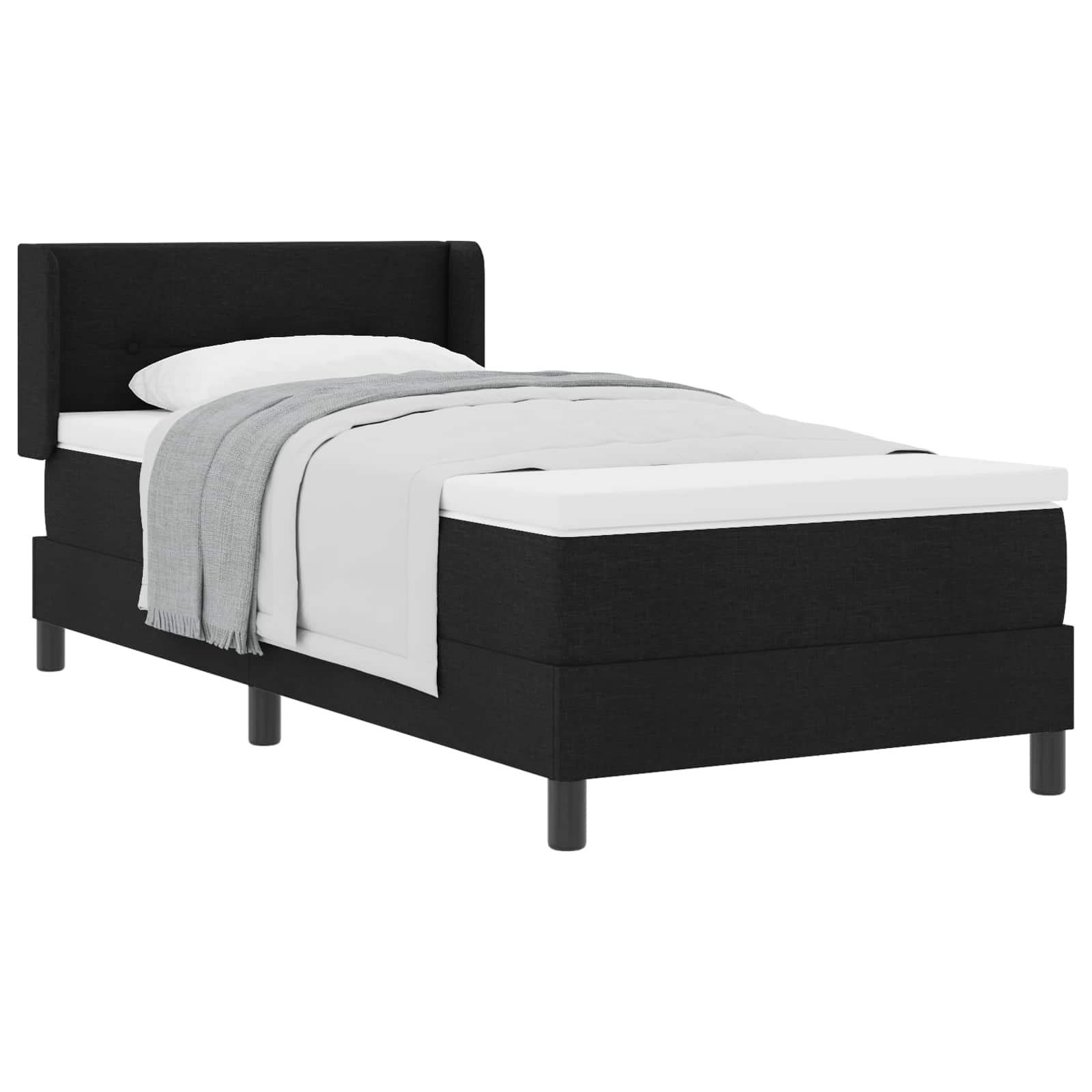 vidaXL Cama Box com cabeceira Manual Preto 200 x 90 cm tecido