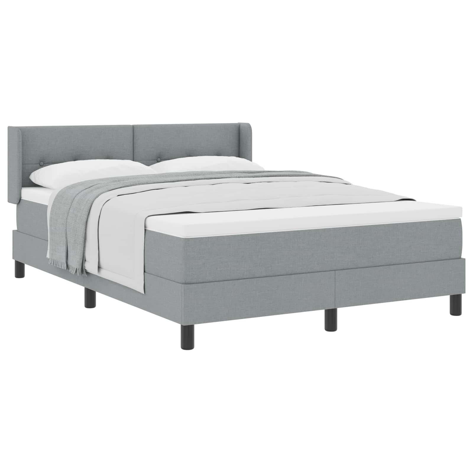 vidaXL Cama Box com cabeceira Cinzento-claro 200 x 140 cm tecido