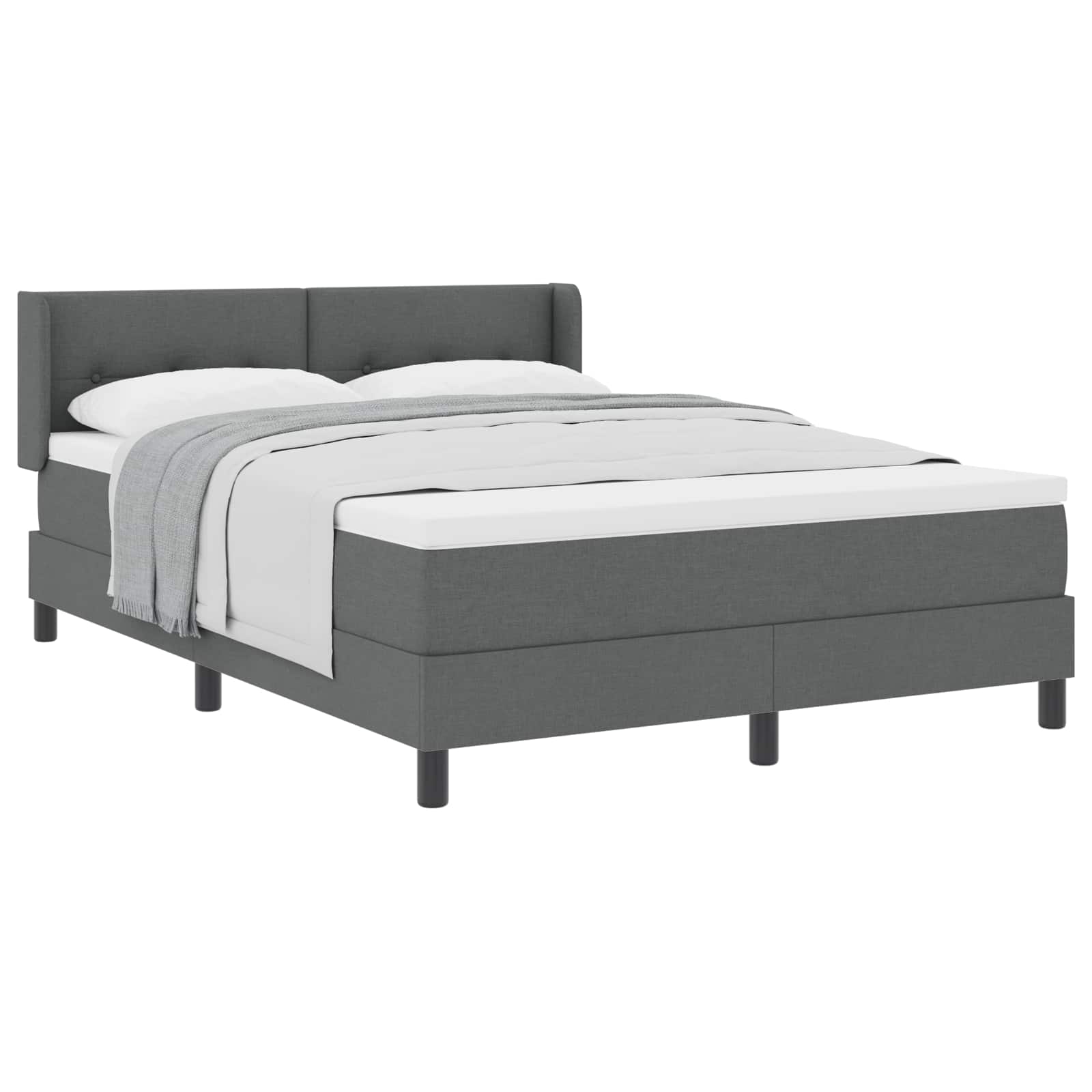 vidaXL Cama Box com cabeceira Manual Cinza Escuro 200 x 160 cm tecido