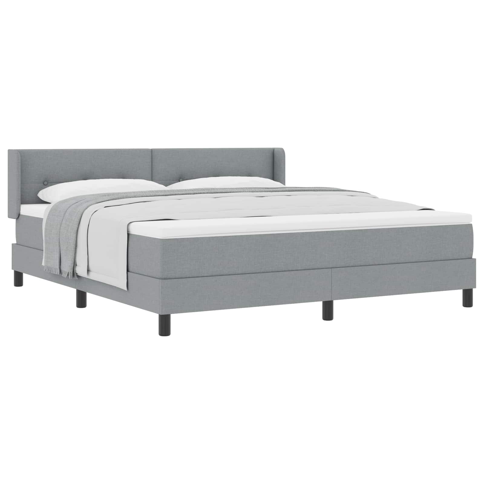 vidaXL Cama Box com cabeceira Cinzento-claro 200 x 180 cm tecido
