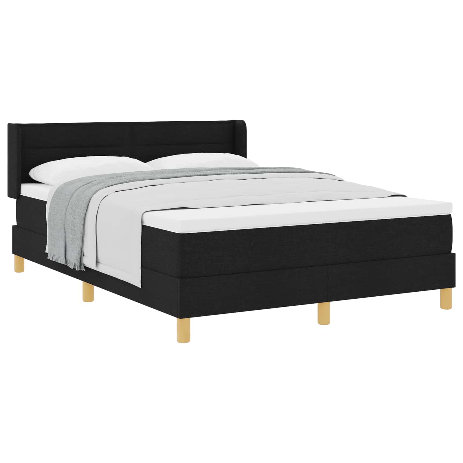 vidaXL Cama Box com colchão com cabeceira Preto 200 x 140 cm tecido