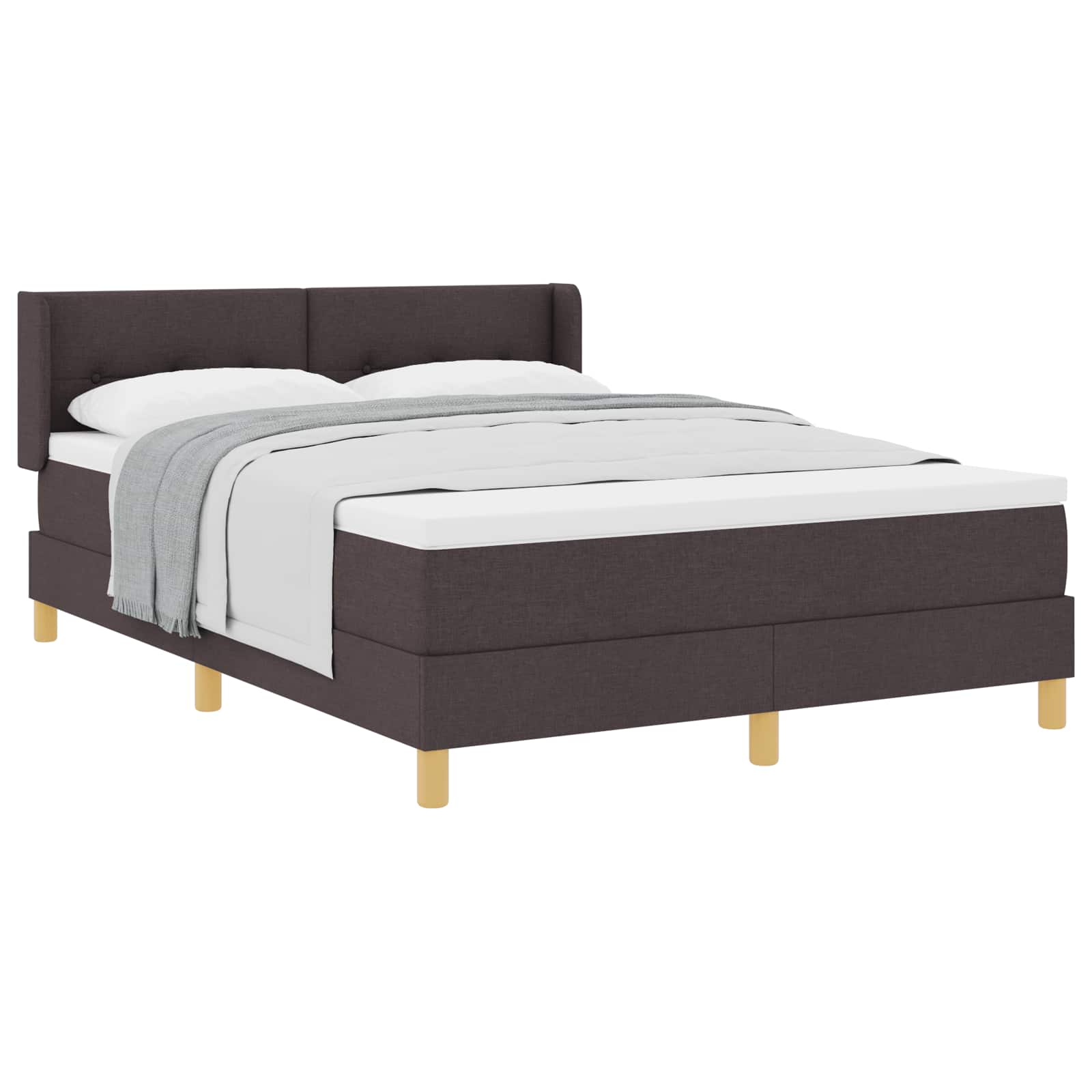 vidaXL Cama Box com colchão Marrom Escuro 190 x 140 cm tecido