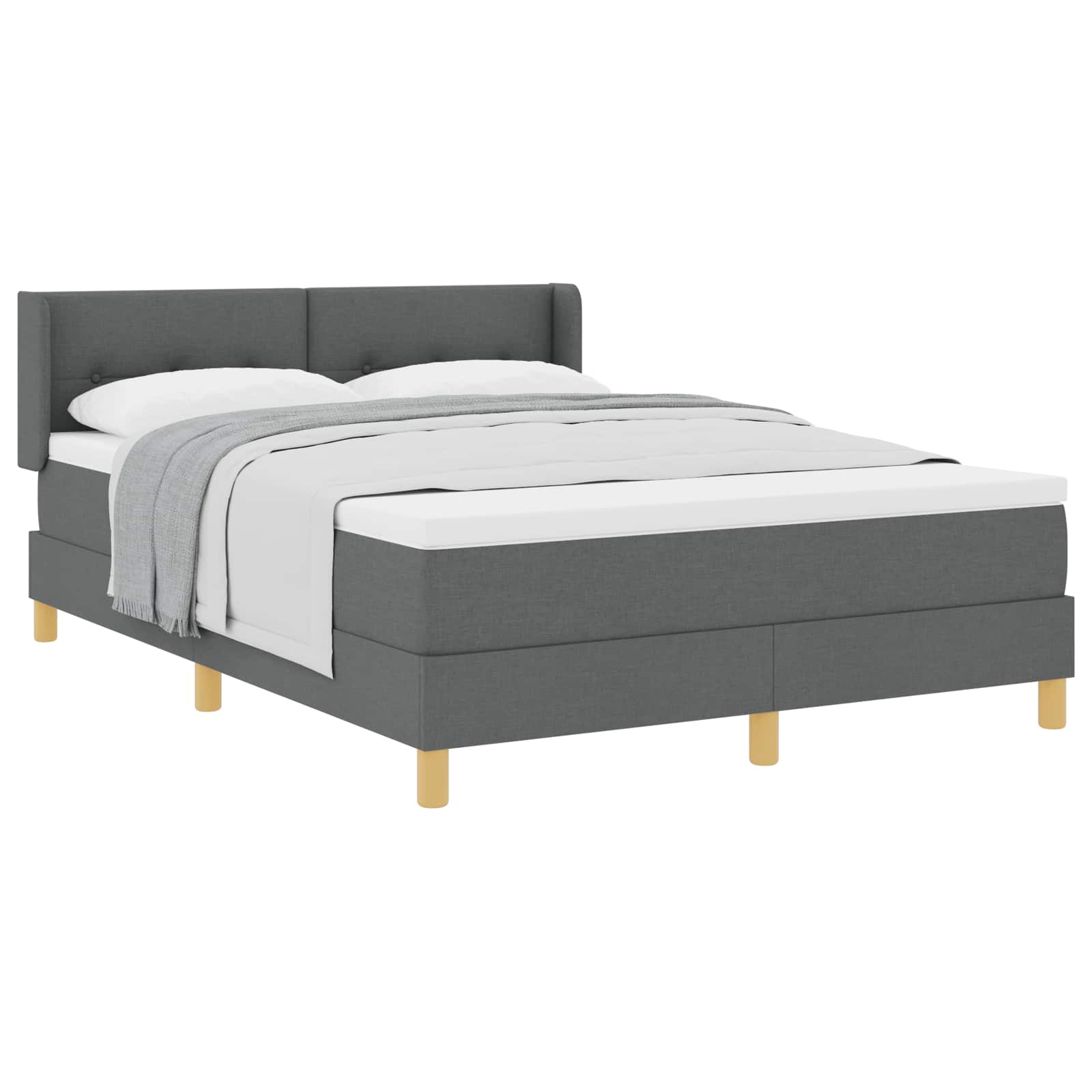 vidaXL Cama Box com colchão Cinza Escuro 200 x 140 cm tecido