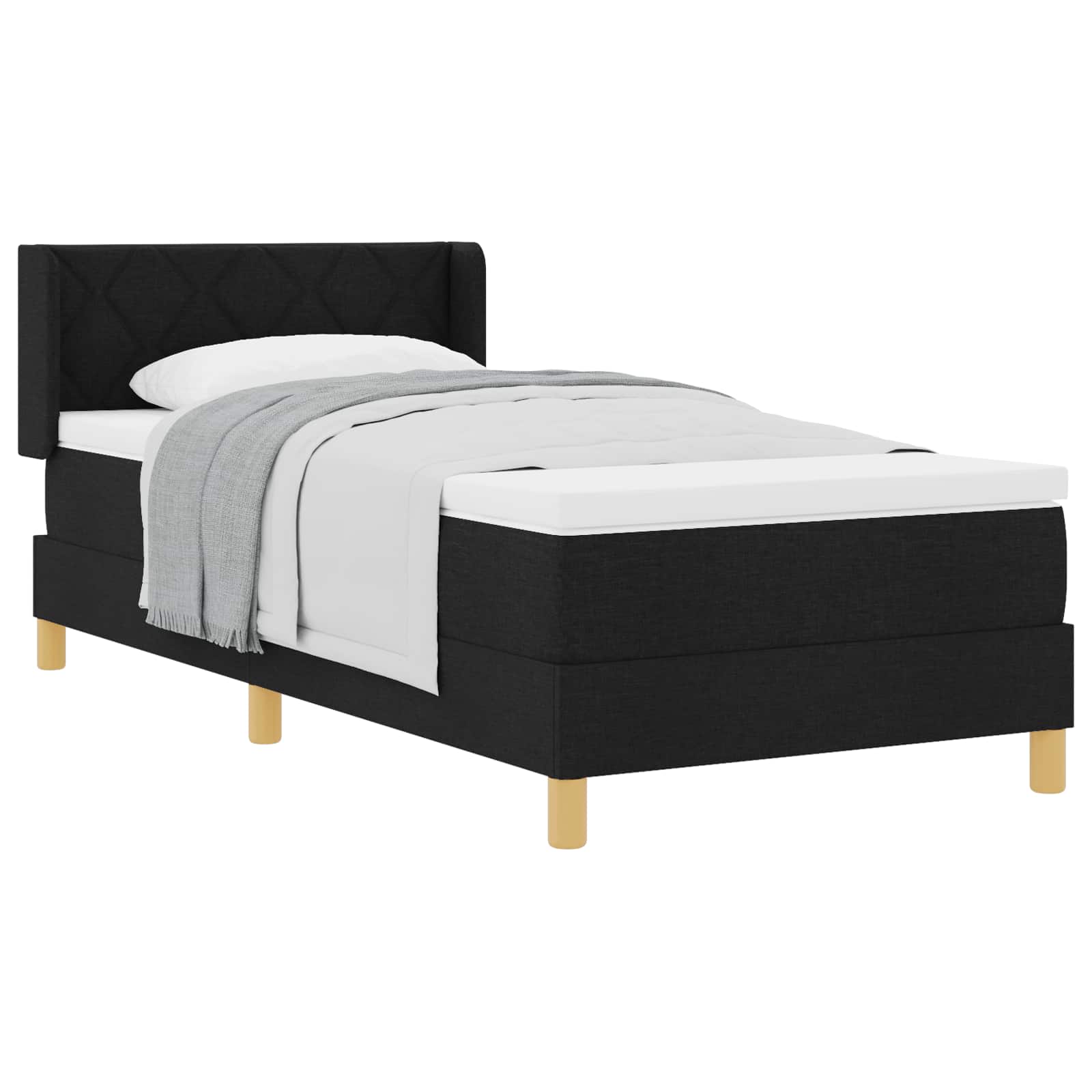 vidaXL Cama Box com colchão com cabeceira Preto 200 x 90 cm tecido