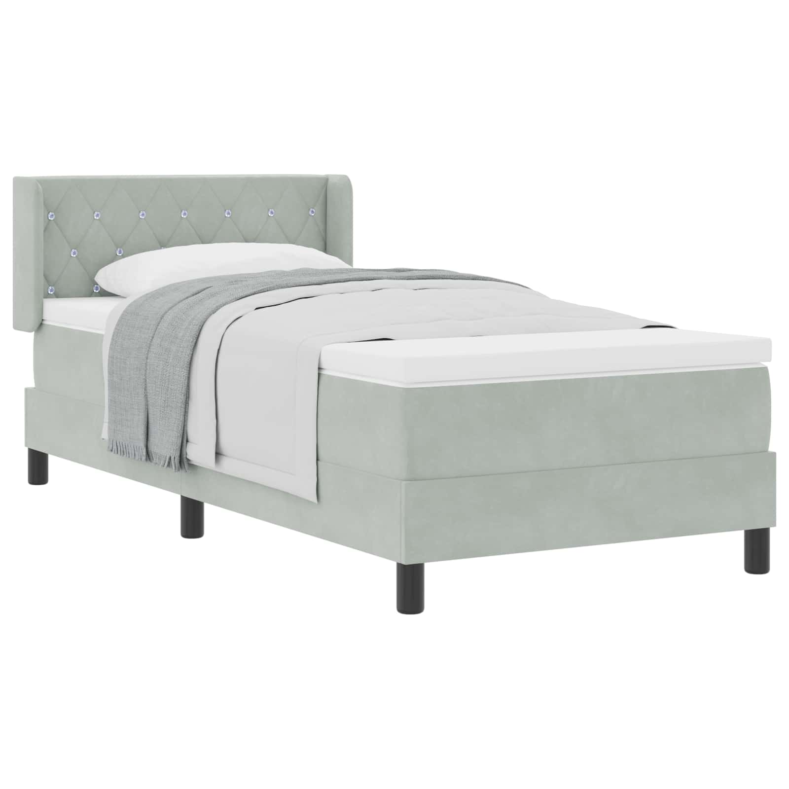 vidaXL Cama Box com cabeceira Cinzento-claro 200 x 100 cm Veludo