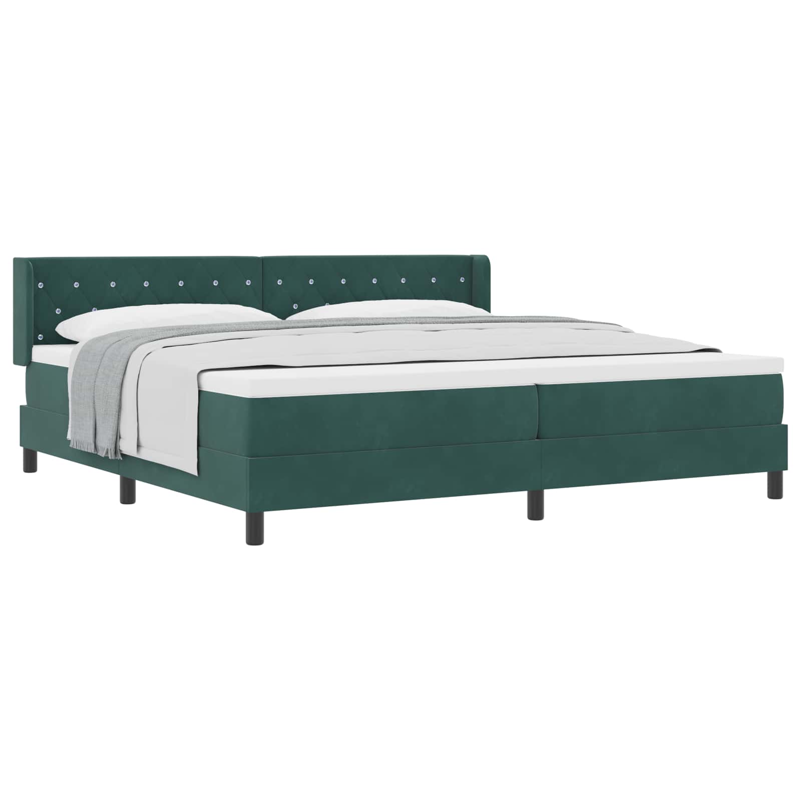 vidaXL Cama Box com cabeceira Manual Verde Escuro 200 x 200 cm Veludo