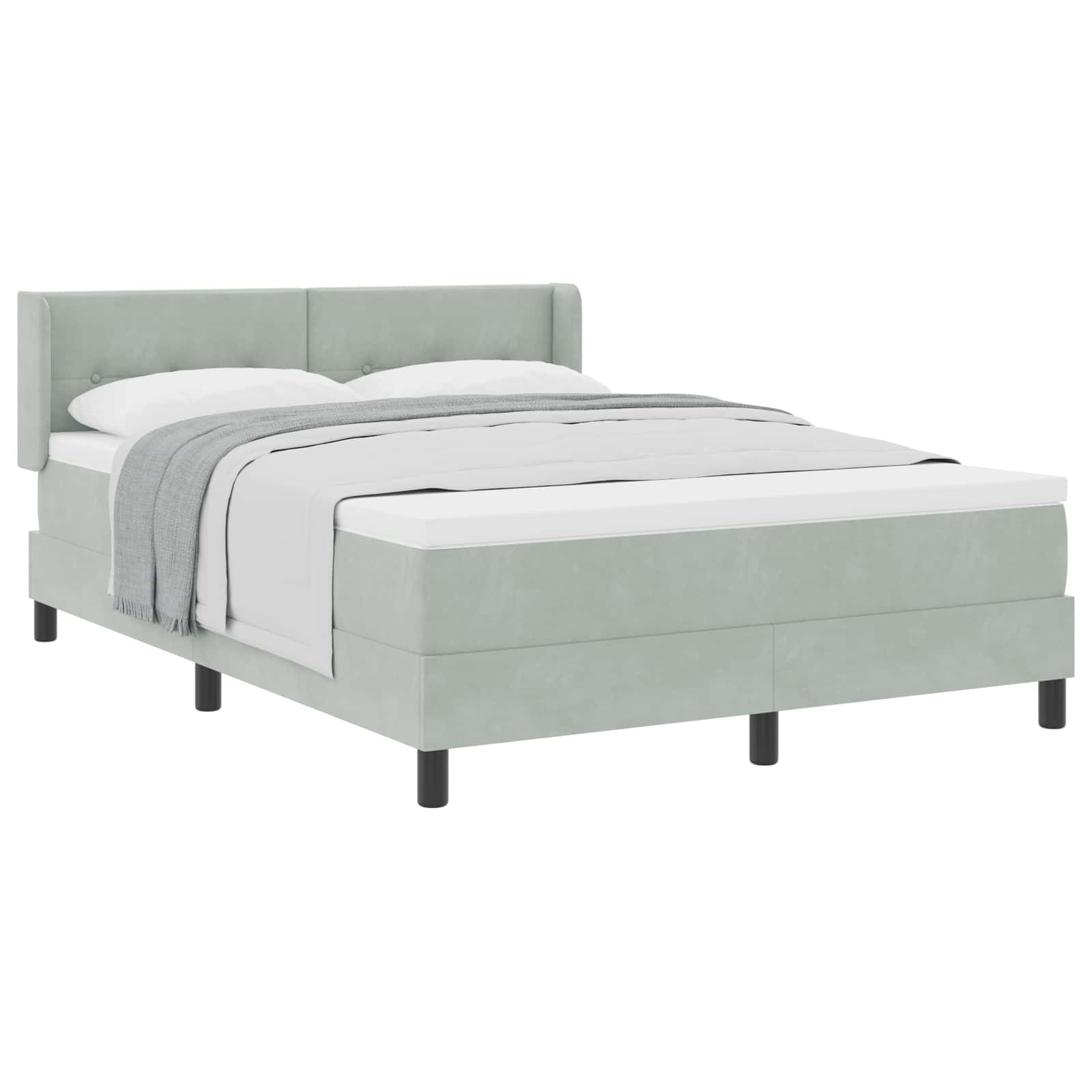 vidaXL Cama Box com cabeceira Cinzento-claro 200 x 160 cm Veludo