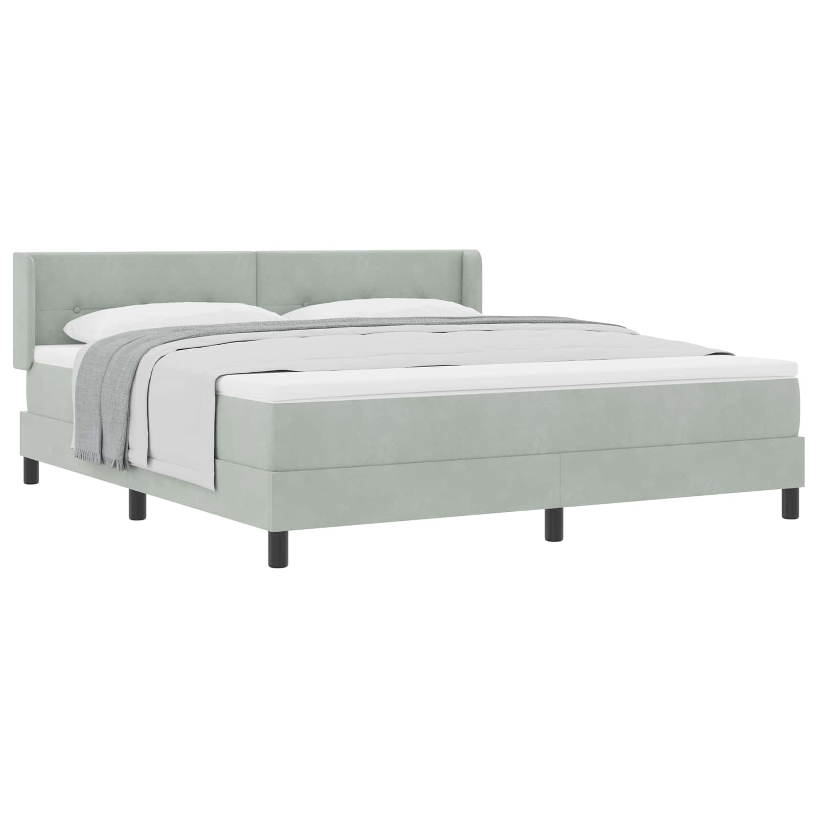 vidaXL Cama Box com cabeceira Cinzento-claro 200 x 180 cm Veludo