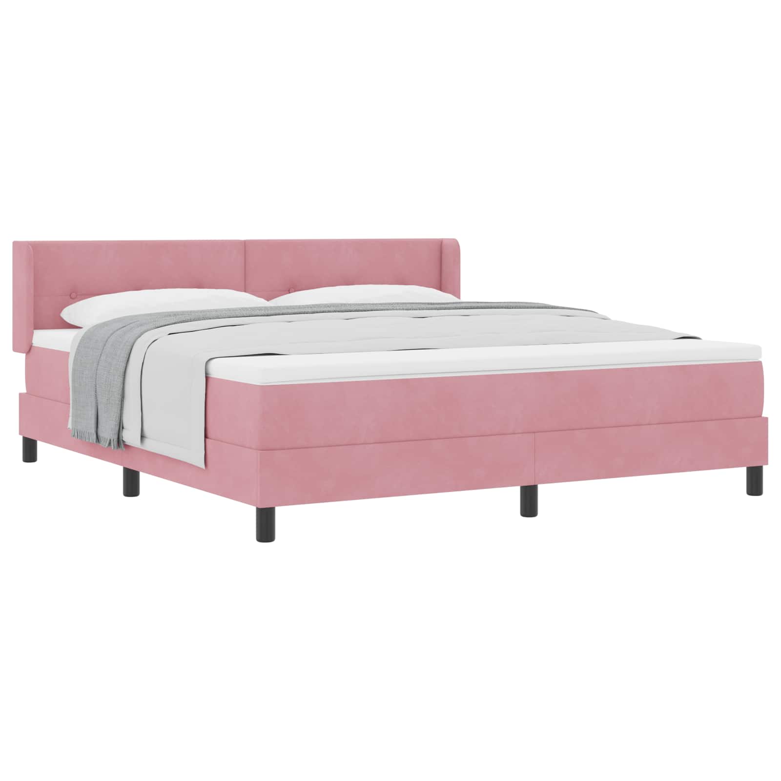 vidaXL Cama Box com cabeceira Manual Rosa 200 x 180 cm Veludo