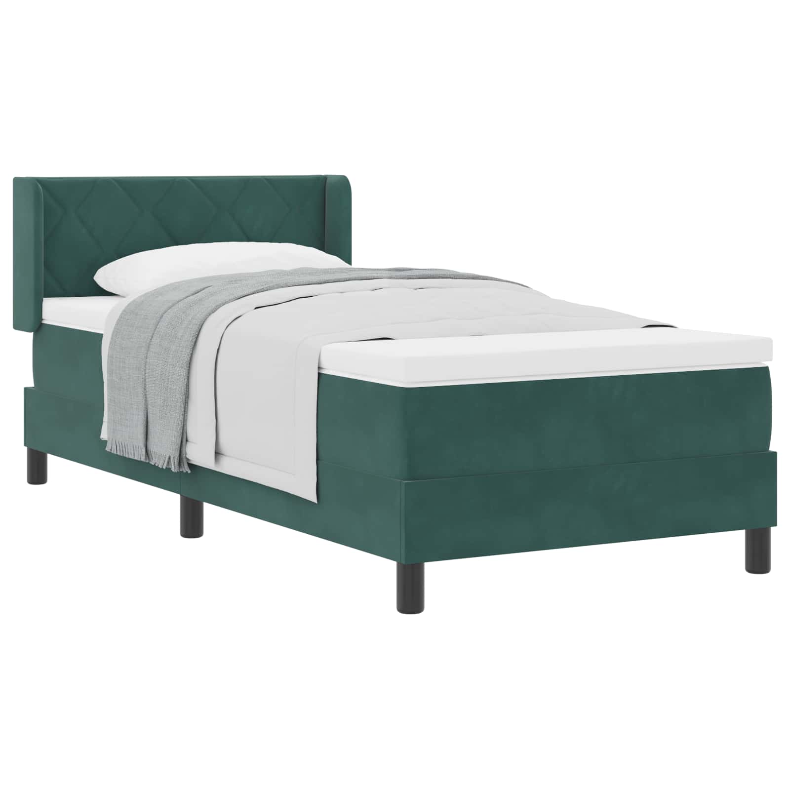 vidaXL Cama Box com cabeceira Manual Verde Escuro 200 x 90 cm Veludo