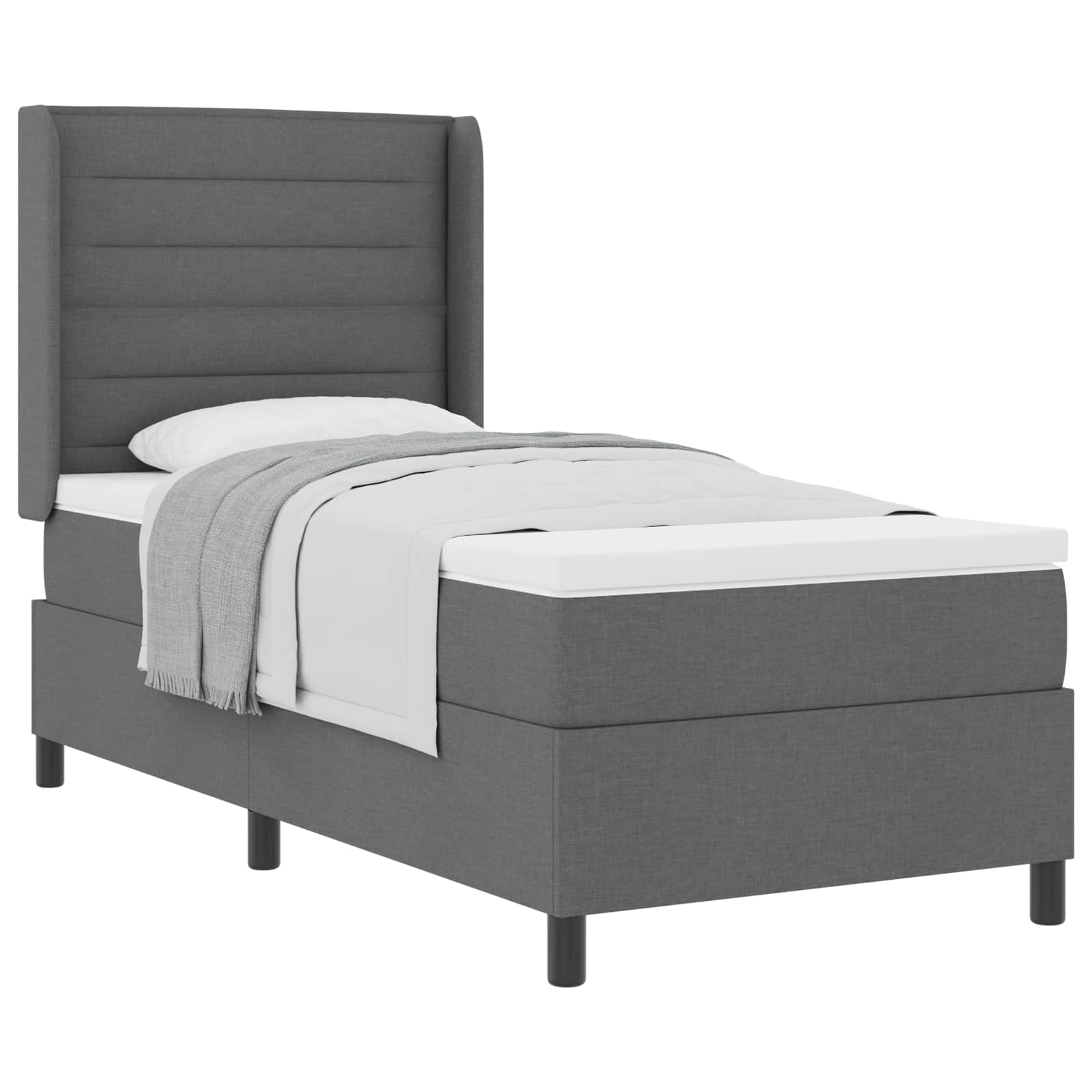 vidaXL Cama Box com colchão Cinza Escuro 200 x 80 cm tecido