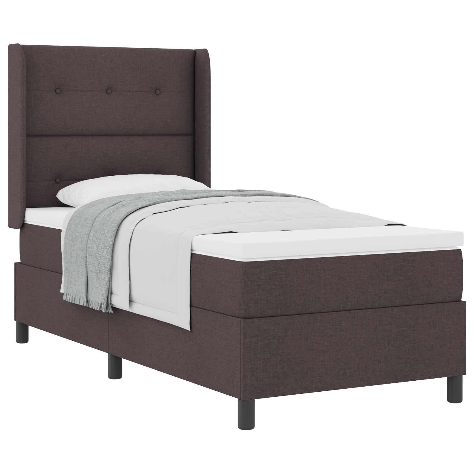 vidaXL Cama Box com colchão Marrom Escuro 200 x 80 cm tecido